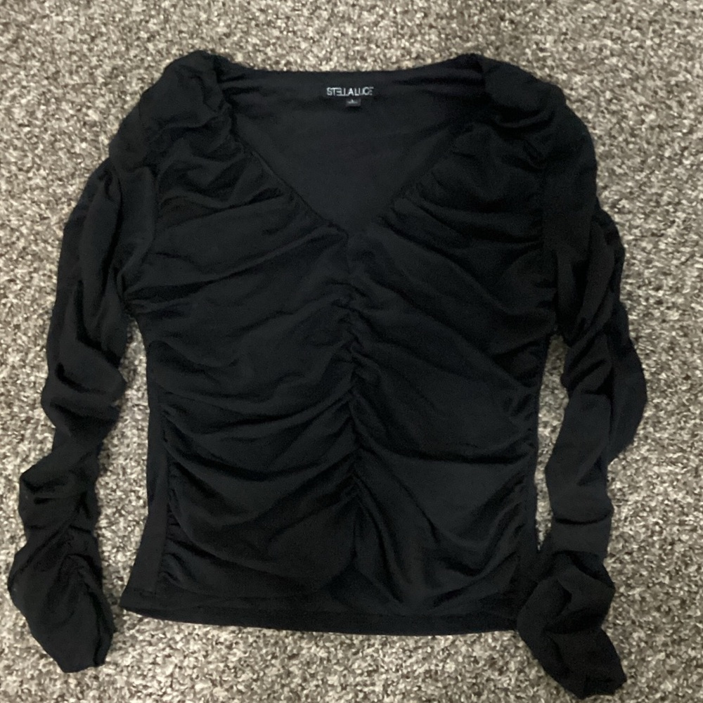 Stella Luce Elegant Black Long Sleeve Top